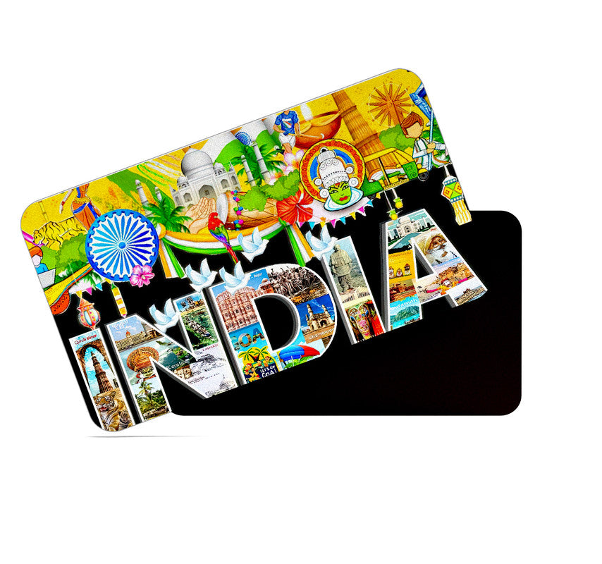 dhcrafts Rectangular Rubber Fridge Magnet / Magnetic Card Multicolor India Design Pack of 1 (8.6cm x 5.4cm)